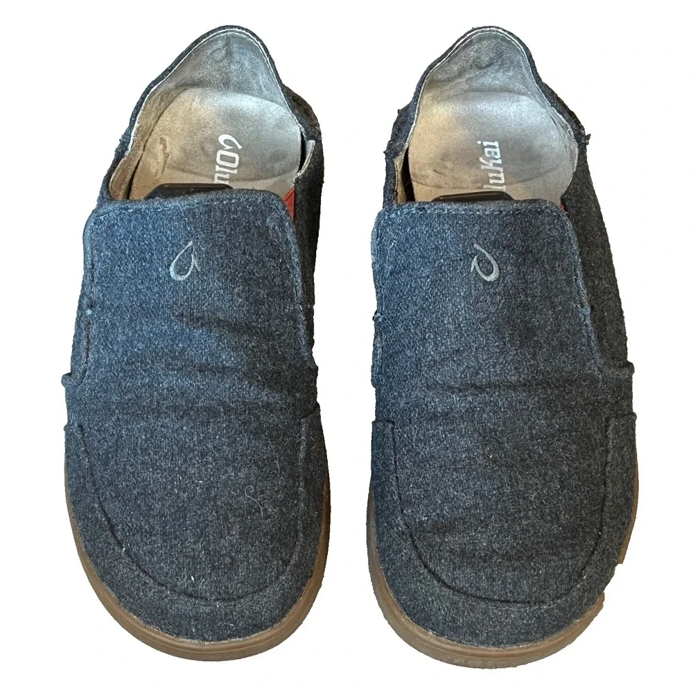 Olukai Nohea Wool Loafers Gray Slip On Shoes Drop In Heel Mens 8‎ EU 41